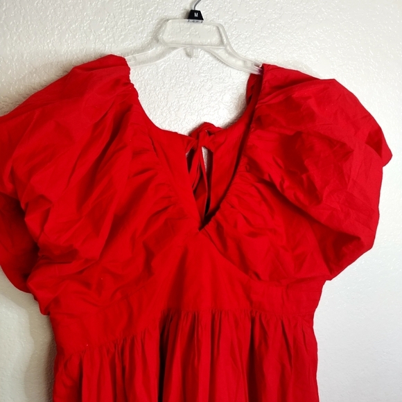 NWT J.CREW Cecily puff sleeve Dress Cotton in Red sz 24 - Picture 4 of 14